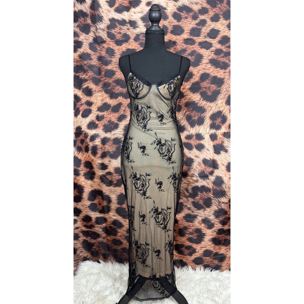 NWT Meshki Venice Embroidered Mesh Midi Dress